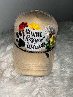 Who Rescued Who Dog Lover Trucker Patch Hat