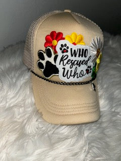 Who Rescued Who Dog Lover Trucker Patch Hat